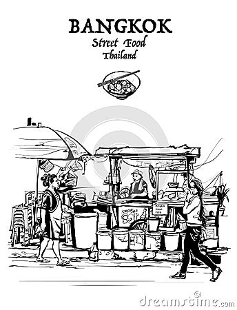 Bangkok, Thailand. street food Vector Illustration