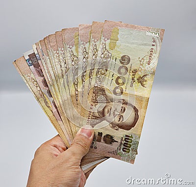 Stacks New Thailand money bank note value 1000 baht. Editorial Stock Photo