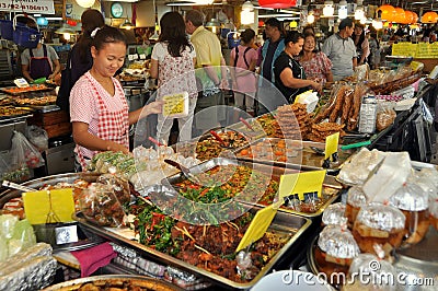 Bangkok, Thailand: Thai Foods at Chatuchak Market Editorial Stock Photo