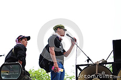 Bangkok/Thailand - 11 24 2012: Thai people protest against the gouvernment at the Royal Plaza Editorial Stock Photo