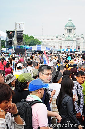 Bangkok/Thailand - 11 24 2012: Thai people protest against the gouvernment at the Royal Plaza Editorial Stock Photo