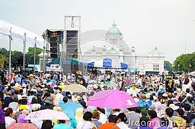Bangkok/Thailand - 11 24 2012: Thai people protest against the gouvernment at the Royal Plaza Editorial Stock Photo