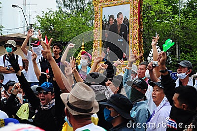 Bangkok/Thailand - 11 24 2012: Thai people protest against the gouvernment at the Royal Plaza Editorial Stock Photo