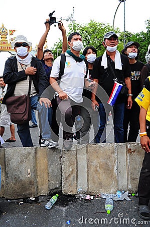 Bangkok/Thailand - 11 24 2012: Thai people protest against the gouvernment at the Royal Plaza Editorial Stock Photo