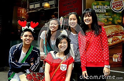 Bangkok, Thailand: Thai Teenagers on Silom Road Editorial Stock Photo