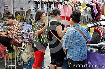 Bangkok, Thailand: Three Women Shopping at Outdoor Market Editorial Stock Photo