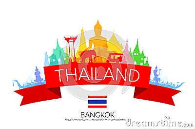 Bangkok Thailand Travel. Vector Illustration