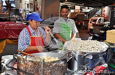 Bangkok, Thailand: Two vendors Selling Street Food Editorial Stock Photo