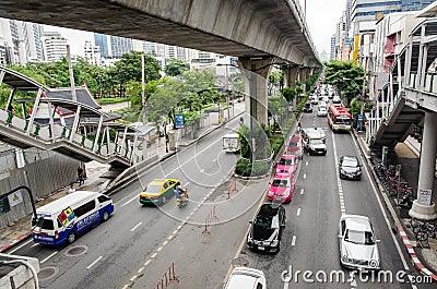 Bangkok, traffic in Thanon Sukhumvit Editorial Stock Photo