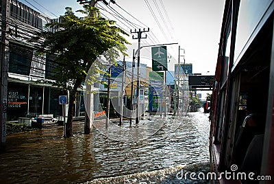 Bangkok worst flood in 2011 Editorial Stock Photo