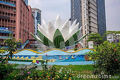 Close view of Shapla Chattar Lily flower Motijheel during coronavirus shutdown movement at Dhaka Editorial Stock Photo