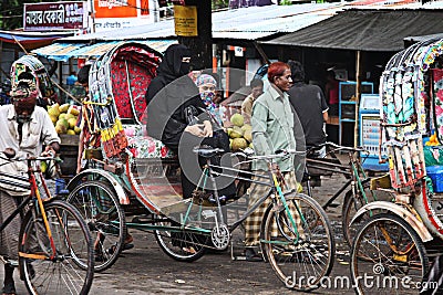 Bangladesh: Bicycle rickshaw Editorial Stock Photo