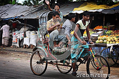 Bangladesh: Bicycle rickshaw Editorial Stock Photo