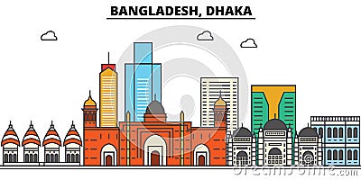 Bangladesh, Dhaka. City skyline architecture Editable Vector Illustration