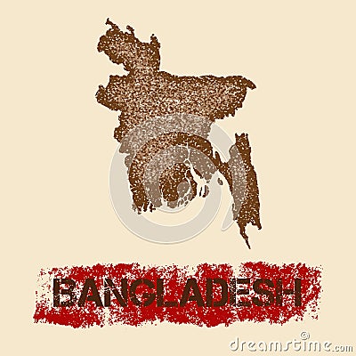Bangladesh distressed map. Vector Illustration