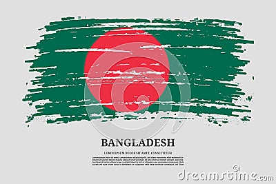 Bangladesh flag with brush stroke effect and information text poster, vector Vector Illustration