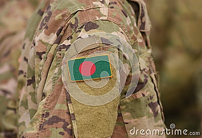 Bangladesh flag on soldiers arm collage Stock Photo