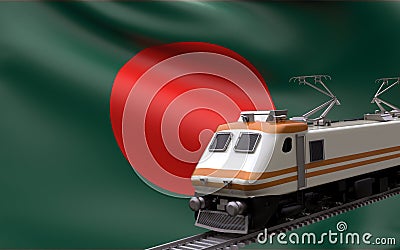 Bangladesh flag with speed train 3d rendering Stock Photo