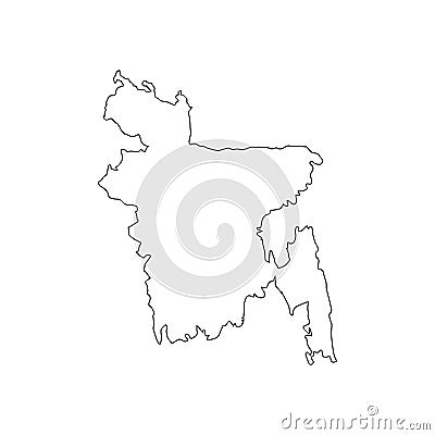 Bangladesh outline map national borders Vector Illustration