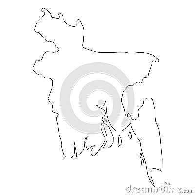 Bangladesh - solid black outline border map of country area. Simple flat vector illustration Vector Illustration