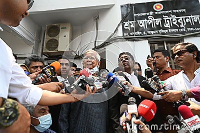 Nobel peace laureate Muhammad Yunus at Labor Appellate Tribunal for bail extension in Dhaka. Editorial Stock Photo