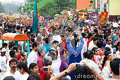 Bangladeshi people celebrating the Bangla new year 1414 Editorial Stock Photo