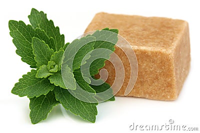 Bangladeshi sweets named as Sandesh with stevia Stock Photo