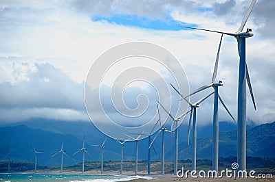 Bangui Wind Farm windmills in Ilocos Norte, Philippines Stock Photo