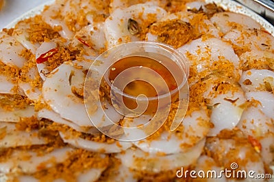 banh beo with dipping sauce Stock Photo