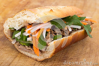 Banh mi vietnamese pork sandwich Stock Photo