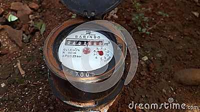 Banjarnegara, September 2022. SNI Barindo indonesia water meteran air for measuring output water Editorial Stock Photo