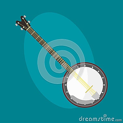 Banjo guitar icon stringed musical instrument classical orchestra art sound tool and acoustic symphony stringed fiddle Vector Illustration