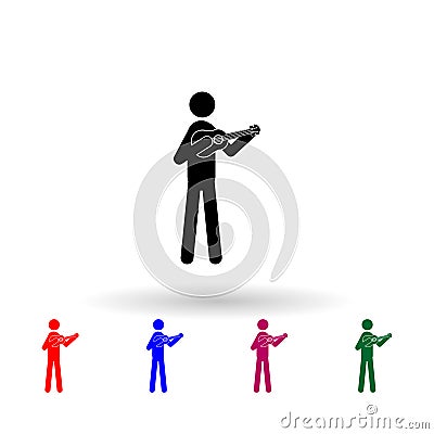 Banjo player multi color icon. Simple glyph, flat vector of music icons for ui and ux, website or mobile application Stock Photo