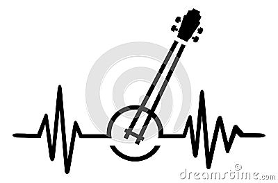 Banjo pulse heartbeat icon Vector Illustration