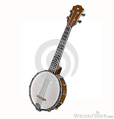 Banjo, stringed plucked musical instrument Stock Photo