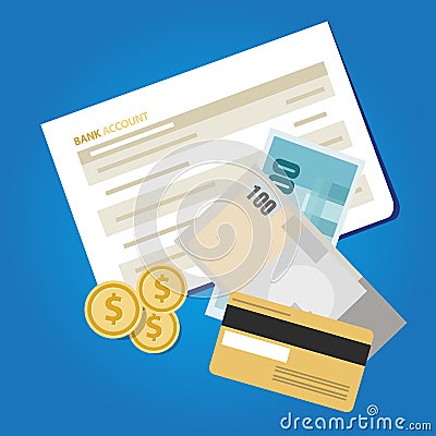 Bank account book statement paper money finance savings invest cash object Vector Illustration