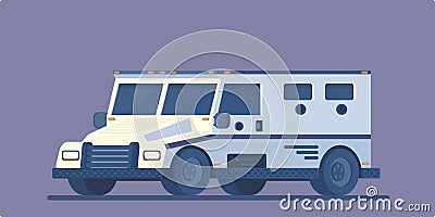 Bank armored truck. Cash collector truck. Vector flat style. Vector Illustration