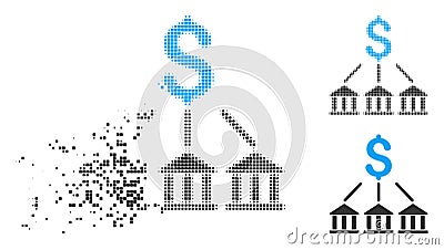 Disappearing Pixelated Halftone Bank Association Icon Vector Illustration