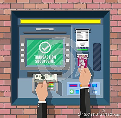 Bank ATM. Automatic teller machine. Vector Illustration