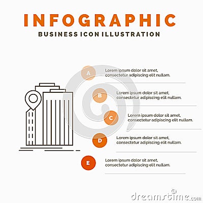 bank, banking, building, federal, government Infographics Template for Website and Presentation. Line Gray icon with Orange Vector Illustration