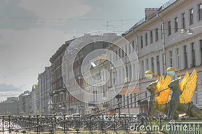 Bank bridge, St. Petersburg, Russia Stock Photo