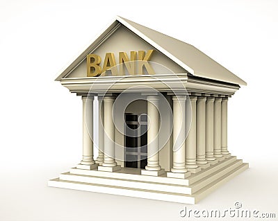 Timeless Elegance: Antique Style Bank Building - 3D Illustration Cartoon Illustration