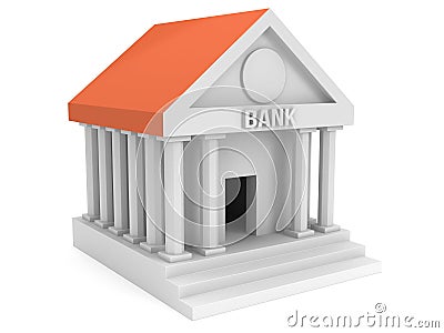 Bank building 3d icon Stock Photo