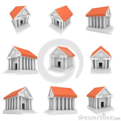 Bank building 3d icon Stock Photo