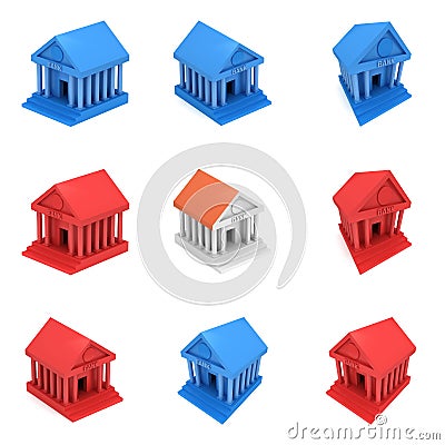 Bank building 3d icon Stock Photo