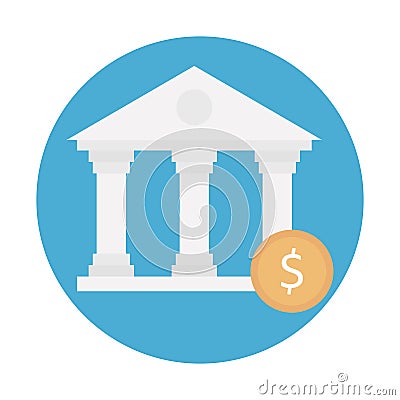 Bank building flat background vector icon which can easily modify or edit Vector Illustration