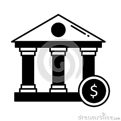 Bank building Half Glyph Style vector icon which can easily modify or edit Vector Illustration