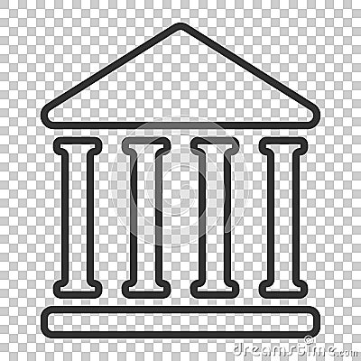 Bank building icon in flat style. Government architecture vector Vector Illustration