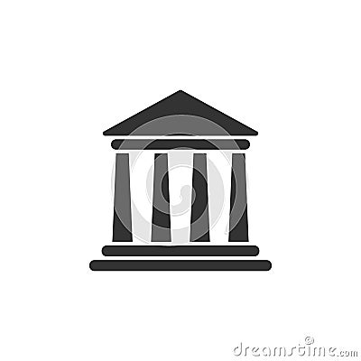 Bank building icon in flat style. Government architecture vector Vector Illustration