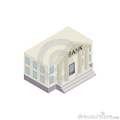Bank building icon, isometric 3d style Vector Illustration